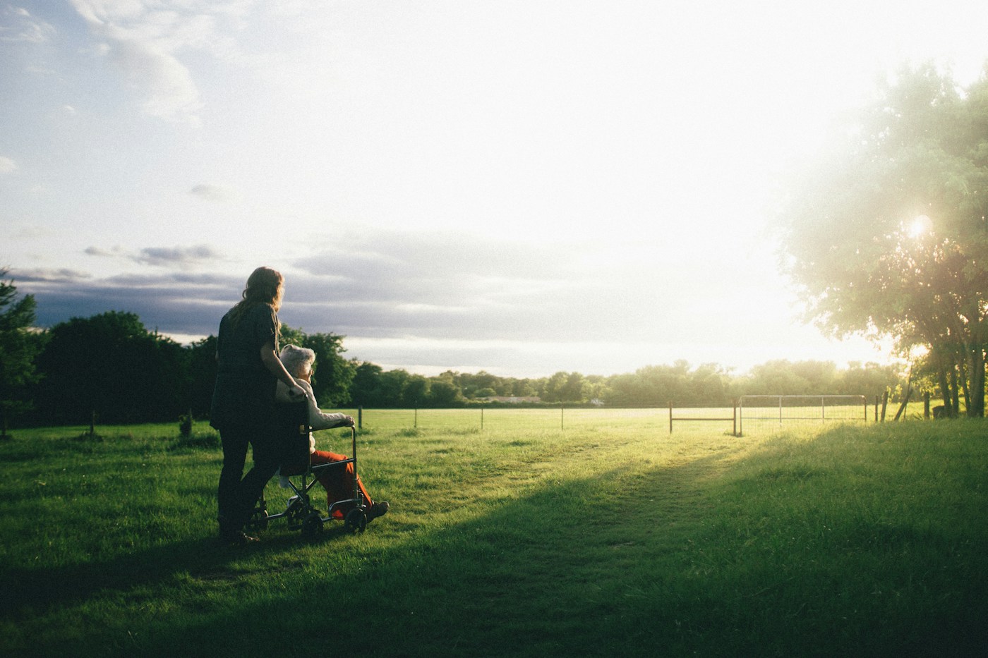 Support worker and client enjoying time outdoors